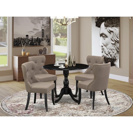 East West Furniture 5 Piece Dublin Kitchen Table Set - Wire Brushed Black DMSI5-ABK-48